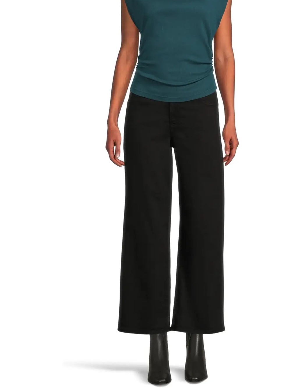 AG Jeans Adriano Goldschmied Saige High Rise Wide Leg Crop Super Black Size 31
